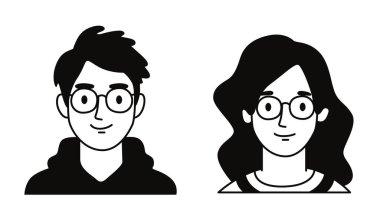 İnsanlar avatar simgeleri, kullanıcı profili. Erkek ve dişiyi içeren Avatar profil resim simgesi seti. Kullanıcı kişisel profili