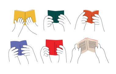 El kitabı, el açık bir kitap, insanlar kitap vektörü illüstrasyonunu tutuyor.