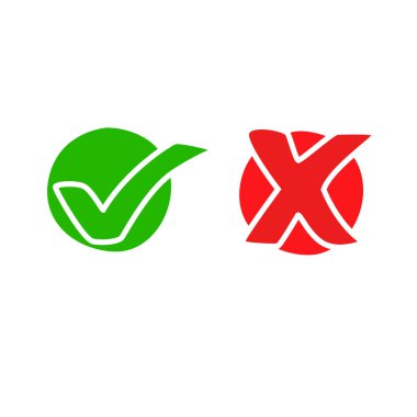 Evet düğme yok, evet tik ve çapraz düğme vektörü yok