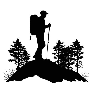 Man climbing on mountain, people climbing in the mountains silhouette