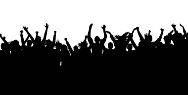 Konser kalabalığı, muhtemelen konserde ya da toplanmada elleri kalabalık insanların siluetleri.