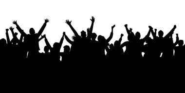 Konser kalabalığı, muhtemelen konserde ya da toplanmada elleri kalabalık insanların siluetleri.