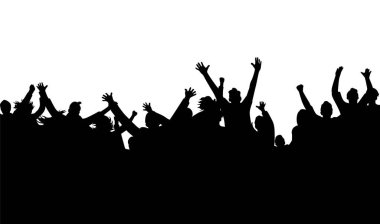 Konser kalabalığı, muhtemelen konserde ya da toplanmada elleri kalabalık insanların siluetleri.