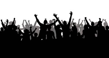 Konser kalabalığı, muhtemelen konserde ya da toplanmada elleri kalabalık insanların siluetleri.