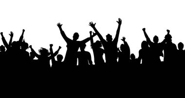 Konser kalabalığı, muhtemelen konserde ya da toplanmada elleri kalabalık insanların siluetleri.