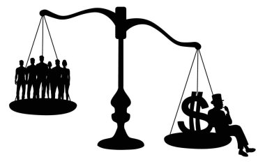 İş adamları insan kaynakları ya da ölçek siluetinde para