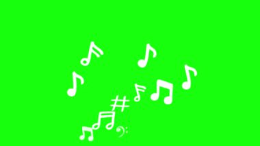 Müzik notaları 4k animasyon, notalar yeşil arkaplan