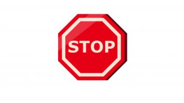 Dur işareti beyaz ekran, yol işareti 4k animasyonu durdur