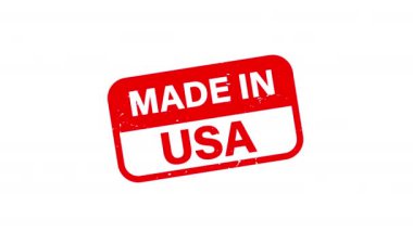 Amerikan markalarıyla yapılmış, ABD pulunda yapılmış, Amerikan ürün amblemi 4K animasyon.