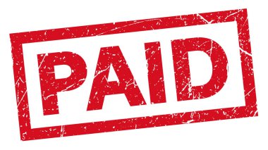 Kiralık kırmızı, izole edilmiş pul, kırmızı pulla yazılmış PaID metni