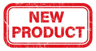 Yeni ürün damga işareti ve sembol, kırmızı pul üzerine yazılmış yeni ürün metni