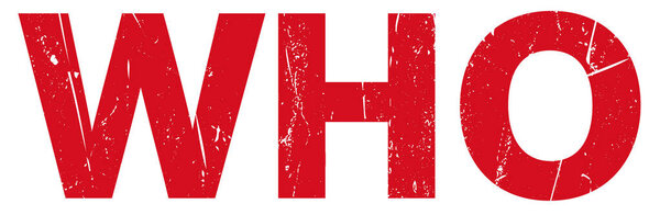 WHO vector sticker design, WHO red stamp text