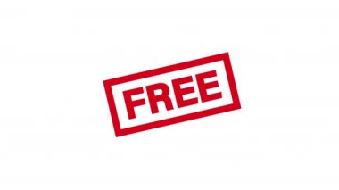 Bedava İşaret Etiketi Kırmızı Kauçuk Damgası, Plastik Damga Görünümü Bedava 4K animasyon