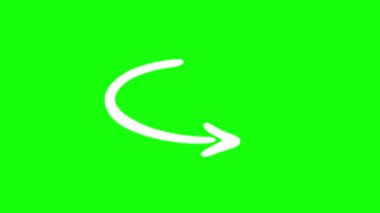 Yeşil arkaplanda el çizimi ok, çizim oku