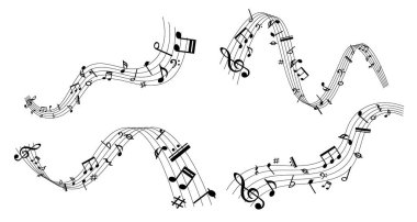Vector sheet müzik, notalar melodi, müzikal anahtar işaretleri, trible keyf notaları