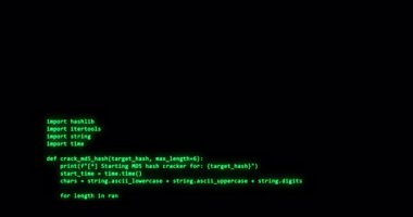 Yazılım hack konsepti, kodlama ekranı, piton kodu, programlama