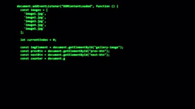 Kaynak kodu yeşil metin, web sayfasının Java kodu. Javascript programlama kavramı
