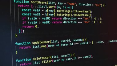 Web sayfasının Java kodu, Javascript programlama kavramı. Kod, javascript ağ programlama kaynak kodu