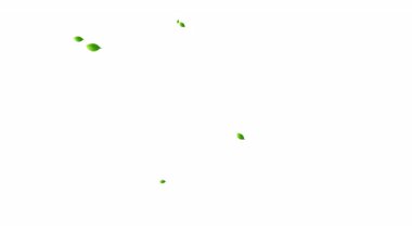 Soldan sağa uçan yeşil yapraklar, yeşil yaprak simgeleri, ağaç ve bitki yaprakları.