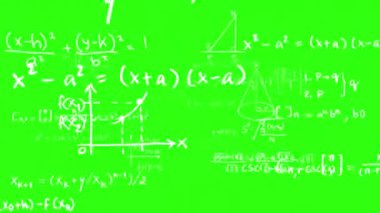 Yeşil zemin üzerinde uçan matematik formülü, uzaklardan kameraya uçan matematik formülü, çok düşündüğünü ifade eder.
