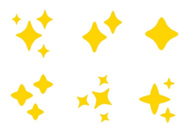 Sevimli yıldız vektörü, altın, parıldayan yıldız simgeleri, parlayan ikon