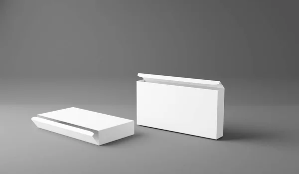 Maqueta Caja Blanca Plantilla Caja Blanco Aislada Sobre Fondo Gris — Foto de Stock