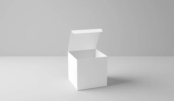 Caja Blanca Aislada Sobre Fondo Blanco Renderizado — Foto de Stock