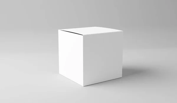 Белый Макет Коробки Бланк Коробки Искушать Изолированы Белом Рендеринге — стоковое фото