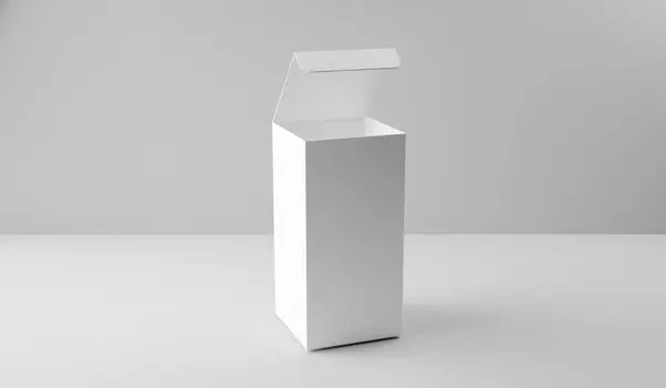 Blank white box mockup on white background, 3d rendering