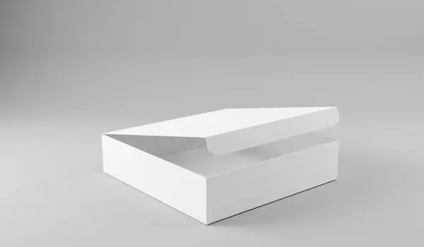 White box mockup, blank box template isolated on grey in 3d rendering