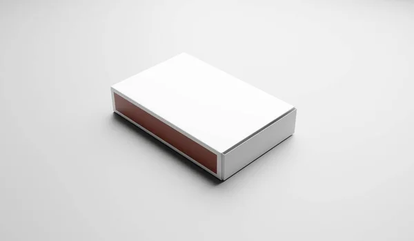 Maqueta Caja Blanca Blanco Representación Aislada Sobre Fondo Gris — Foto de Stock