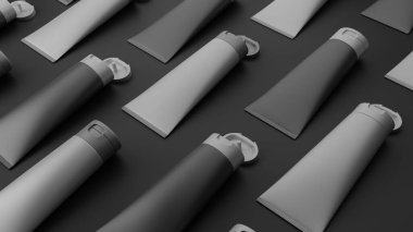 Boş siyah beyaz tüp modeli, 3 boyutlu resimleme