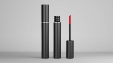 Lipstick mockup in black and red, 3d rendering clipart