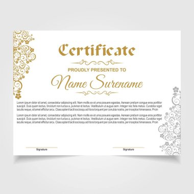 Sertifika şablonu. Modern tasarım veya hediye çeki diploması. Vektör illüstrasyonu.