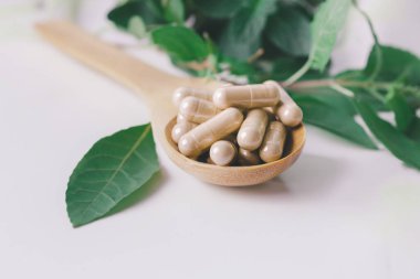 Yapraklı doğal bitkisel kapsül, alternatif tıp