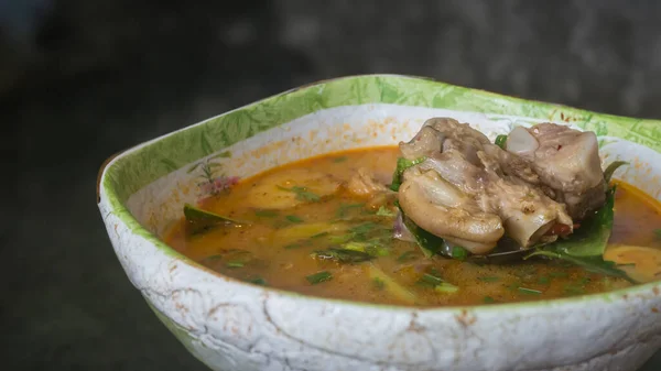 Rich Savory Chicken Prawn Soup — Stock Photo, Image