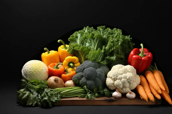 Variedad Verduras Frescas Frutas Para Una Ensalada Saludable — Foto de Stock