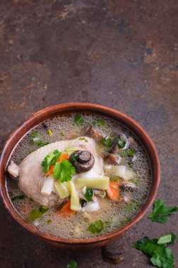 Sebzeli ev yapımı tavuklu şehriye çorbası. Kasedeki en büyük rahatlık.