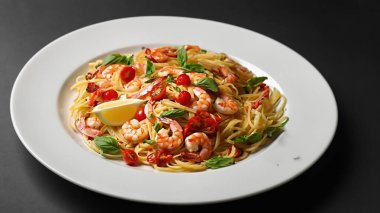 Karidesli makarna yaratımı