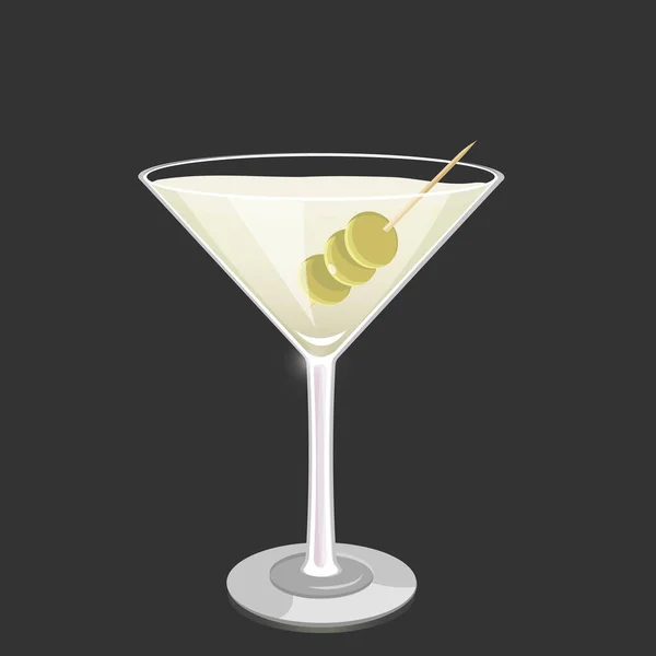 Martini Glas Mit Olivendekor — Stockvektor