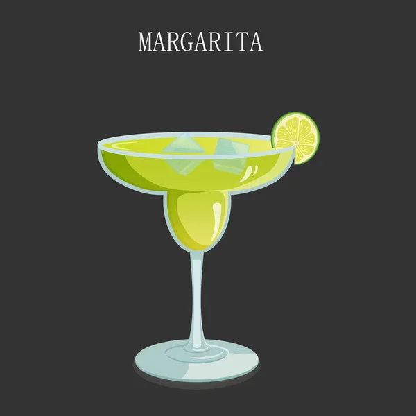 Illustration Mit Margarita Cocktailrezept Dekoriert Mit Limette Vektorabbildung Eps10 — Stockvektor