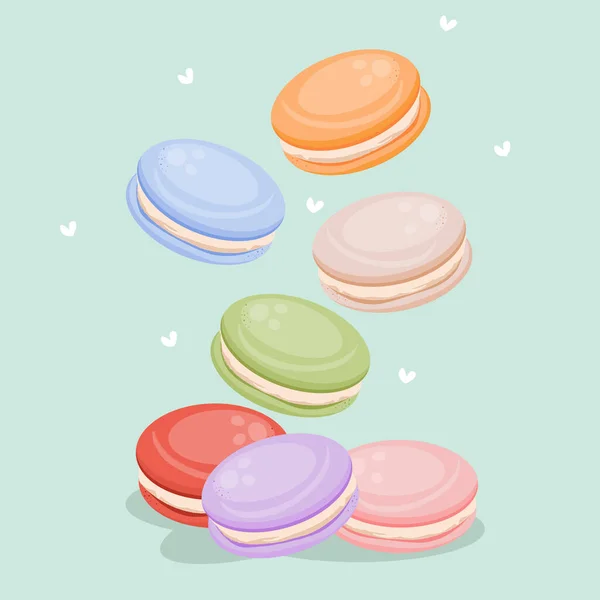 Une Pile Macarons Colorés Dessert Doux Beau Illustration Vectorielle Eps10 — Image vectorielle