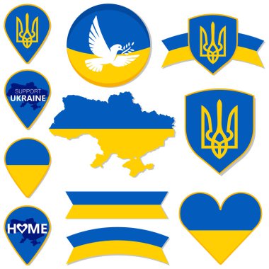 Ukrayna 'nın zaferi. Ukrayna 'yı destekleyin. Ukrayna haritası. Vektör EPS10.