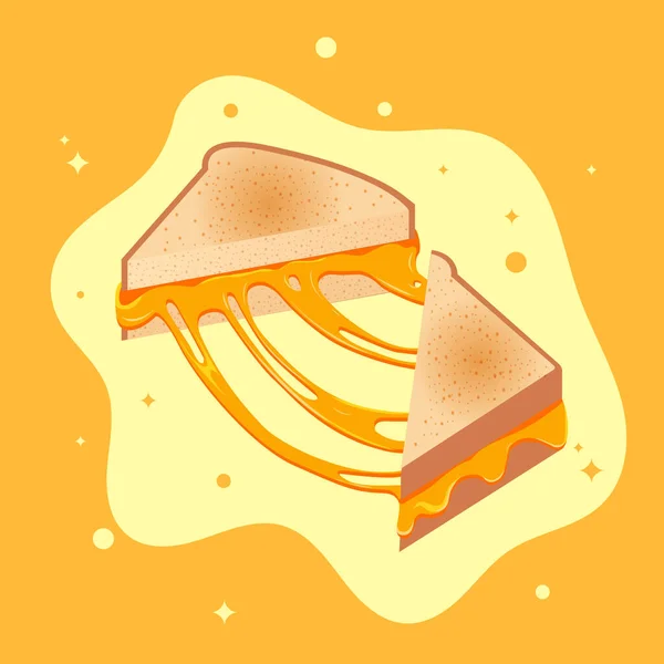 Gesmolten Kaas Een Broodje Vectorillustratie Eps10 — Stockvector
