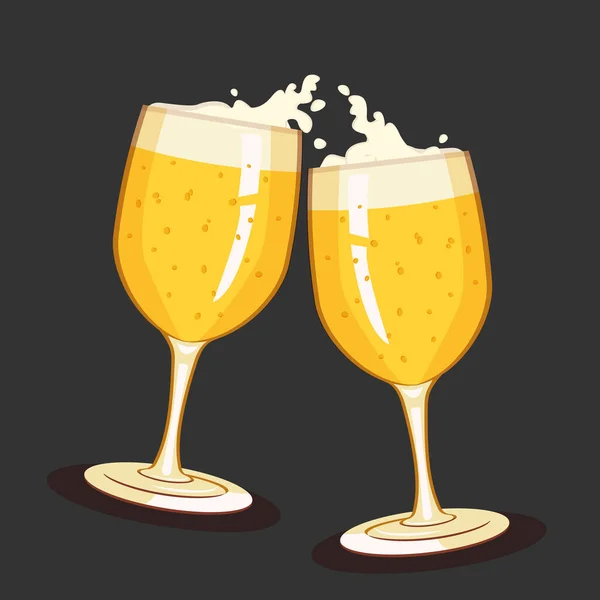 Beer Glass Foam Bar Dark Background Vector Illustration Eps10 — Stock Vector