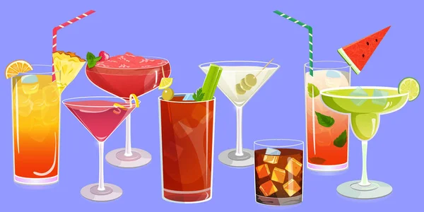 Set Cocktails Cold Drinks Vector Illustration Eps10 — Stock Vector
