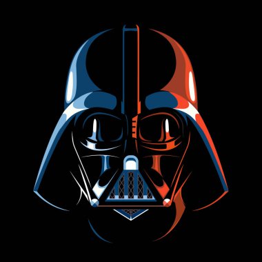 Darth Vader miğfer logosu. Evren Yıldız Savaşları. Vektör illüstrasyonu EPS10