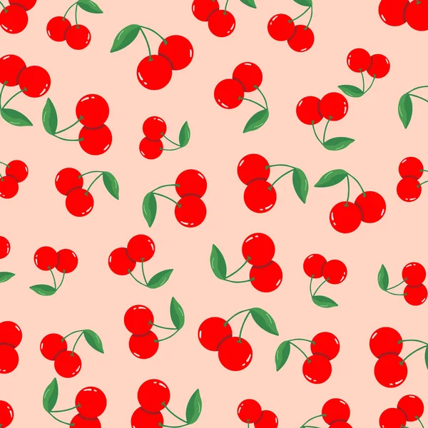 Cherry Summer Prints Kids Pattern Light Background Vector Illustration — Stock Vector