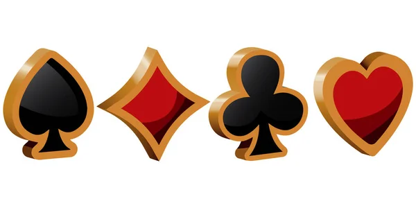 ポーカープレイカードシンボル スペードハートダイヤモンドとクラブアイコン ベクターイラスト Eps10 — ストックベクタ