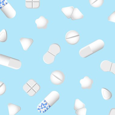 Minimum eczane konsepti. Tabletli, haplı ve kapsüllü vektör desenli. Web siteleri ve uygulamalar için bir sağlık tasarım unsuru. EPS10.